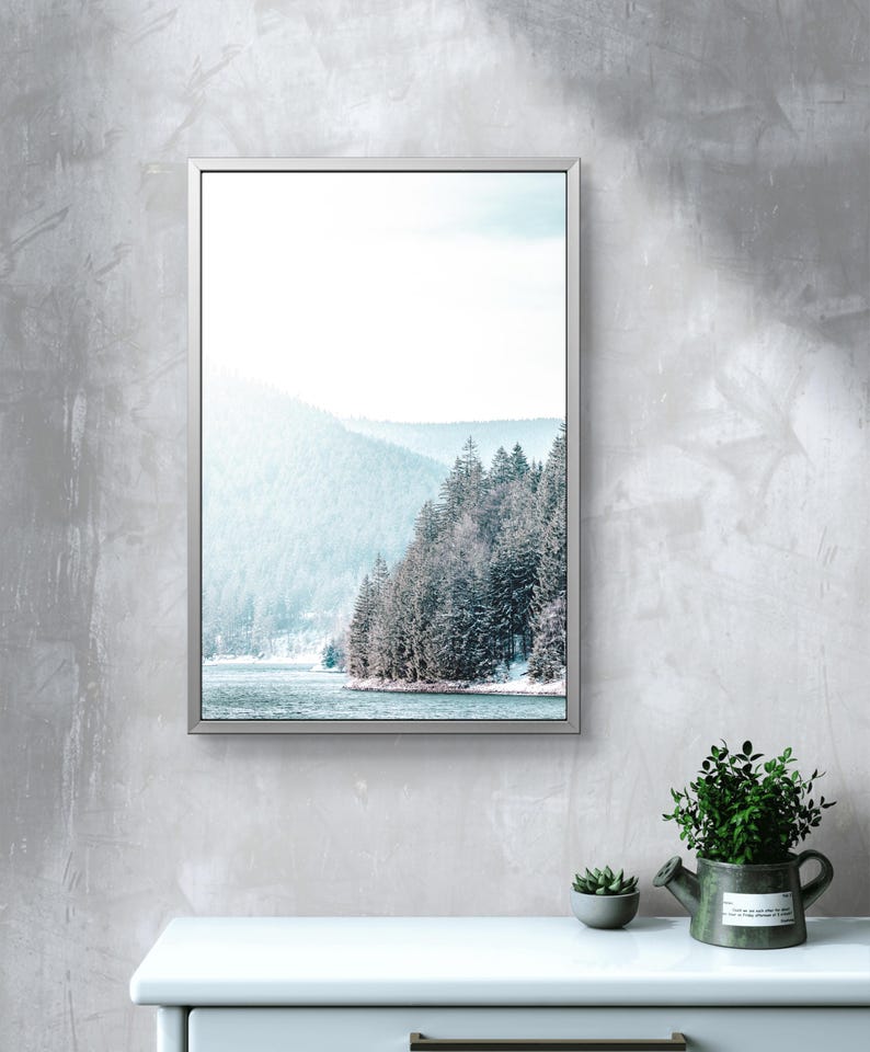 Fotografia de paisagem nevada – Download digital | Impressão de pôster com tema de inverno | Lago no inverno | Impressão instantânea de imagem da natureza imagem 18