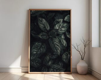 Printable wall art green, instant print green leaves, botanical poster, leaf photography poster, timeless photography, nature photography