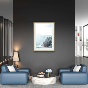 Fotografia de paisagem nevada – Download digital | Impressão de pôster com tema de inverno | Lago no inverno | Impressão instantânea de imagem da natureza imagem 12