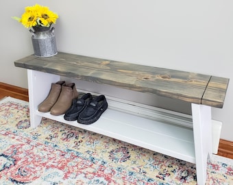 Planos de carpintería - Banco de entrada de bricolaje - Planos de muebles - Planos para carpinteros en PDF Planos de carpintería - PDF 3D - Banco de comedor