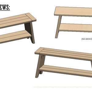 Woodworking Plans - DIY Entryway Bench - Furniture Plans - Plans for Woodworker PDF Woodworking Plans - 3D PDF - Dining room bench image 3