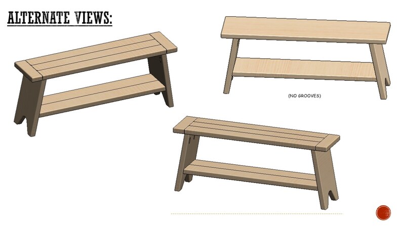 Woodworking Plans - DIY Entryway Bench - Furniture Plans - Plans for Woodworker PDF Woodworking Plans - 3D PDF - Dining room bench image 3