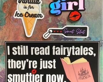 Smutty Sticker Pack Spicy Bundle | Smut Romance Reader Bookworm Book Lover Bookaholic Librarian Car Bumper Decal Reading Gifts Decor Merch