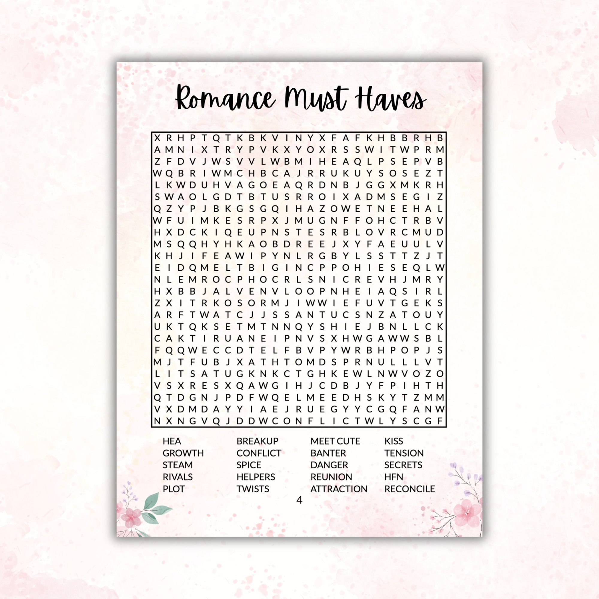 10 Printable Word Search Puzzles for Romance Readers SFW | Digital PDF ...