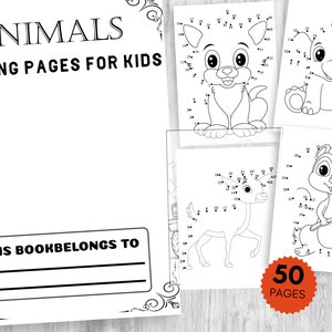 Dot to Dot Printable Book for Kids | 50 PAGES | Connect the Dots | DIGITAL DOWNLOAD | Learning Games Children Worksheet | Activity Book