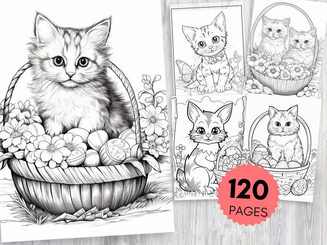 120 Baby Kitten Coloring Pages for Kids and Adults, Cute Cat Coloring ...