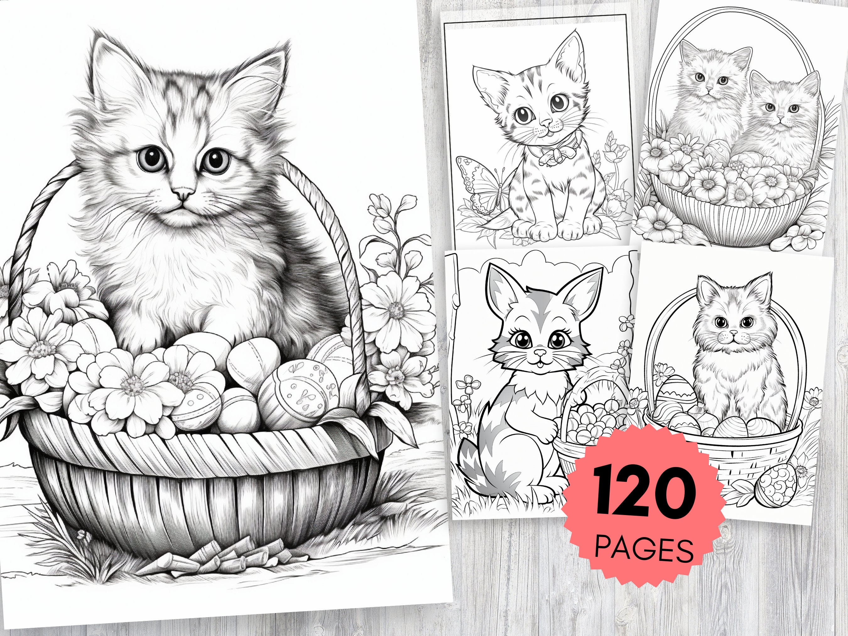 120 Baby Kitten Coloring Pages for Kids and Adults, Cute Cat Coloring ...