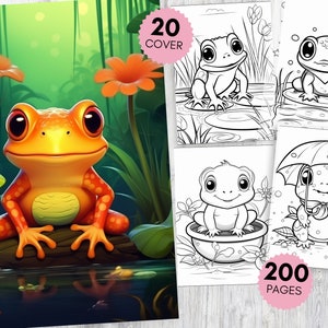 Cozy Frogs Coloring Page Set - Frog Coloring Pages - Cozy Coloring Pages - Cute Cozy Frogs Coloring -  Cute Cozy Frogs - Digital Download