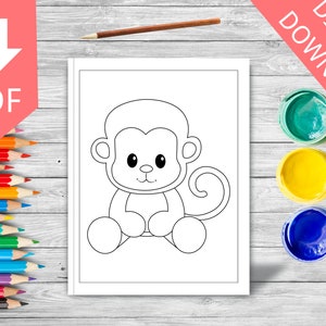 Cute Baby Animals Coloring Book for Kids, Preschool Toddler Coloring Pages, Easy Animal Activity Sheets, Printable Digital Download image 5