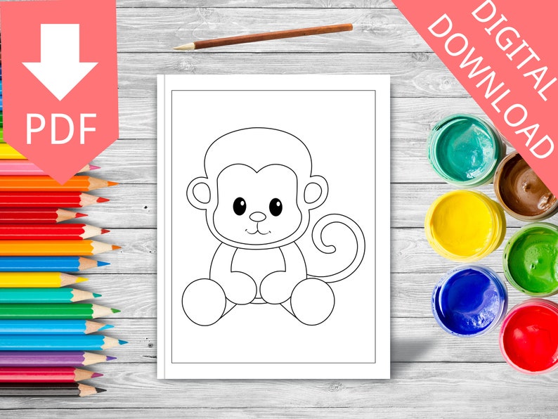 Cute Baby Animals Coloring Book for Kids, Preschool Toddler Coloring Pages, Easy Animal Activity Sheets, Printable Digital Download image 5