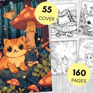 160 Kawaii Katzen Malseiten für Kinder Malbuch Kawaii Katzen Malvorlagen Kinder Malbuch Printable
