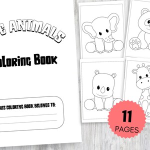 Cute Baby Animal Coloring Pages, Kids Coloring Pages, Printable Coloring Pages, Kids Activity, Cute Animals, Instant Download, Coloring Book