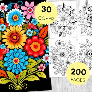 200 Pretty Floral Mandalas Coloring Pages | Digital and Printable for Adults and Kids | Fun Calming Flower Patterns Stress Relief