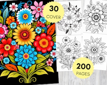 200 Pretty Floral Mandalas Coloring Pages | Digital and Printable for Adults and Kids | Fun Calming Flower Patterns Stress Relief