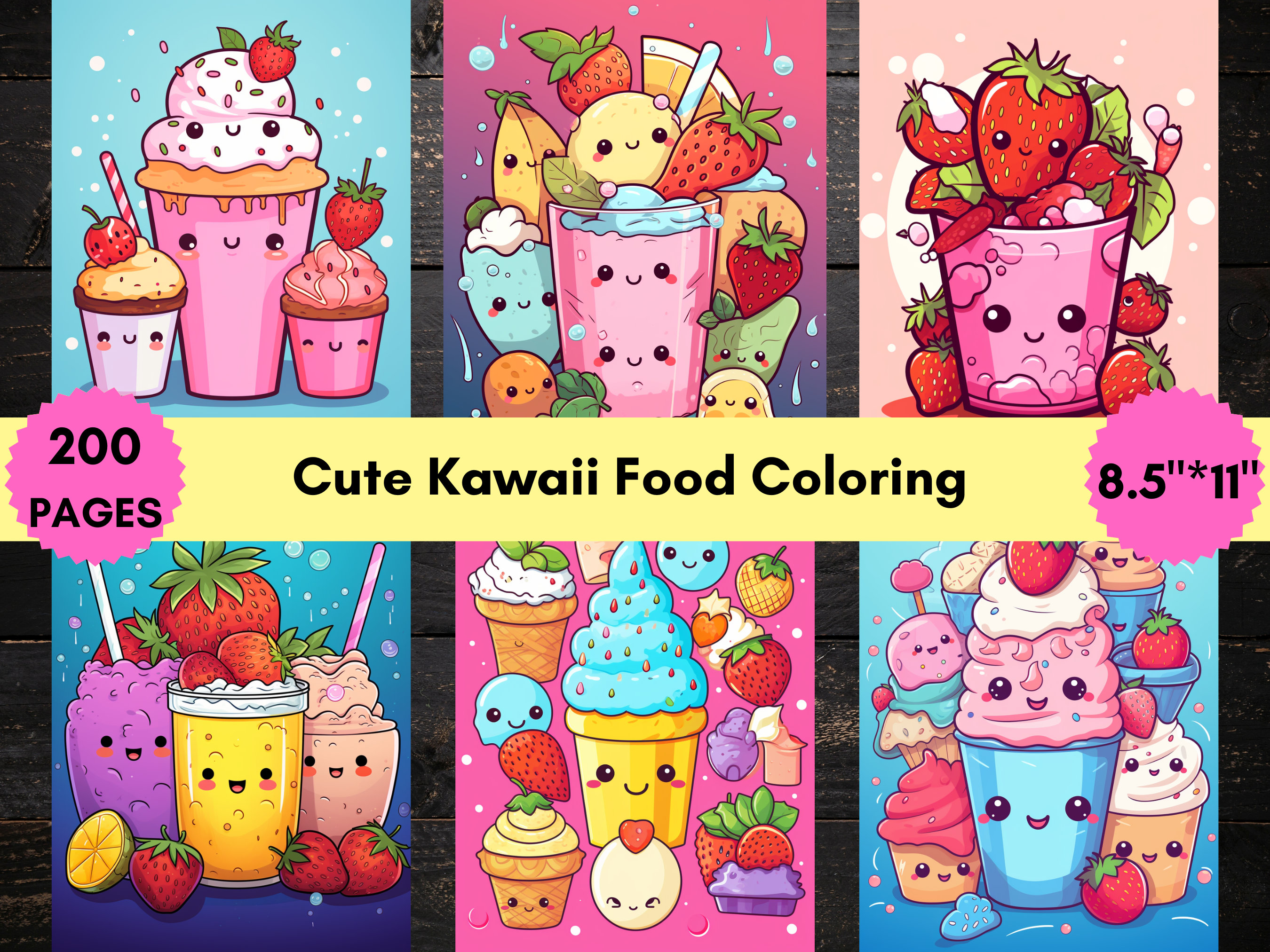 200 Cute Kawaii Food Coloring Pages for Kids, Printable Kawaii Coloring ...