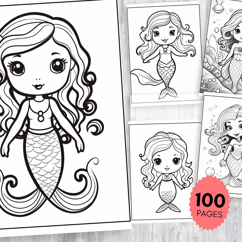 Mermaid Coloring Toddler Etsy