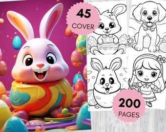Easter Bunny Coloring Pages for Kids, Cute Easter Egg Coloring Book, Spring Activity Printable for Classroom and Home, Instant Download