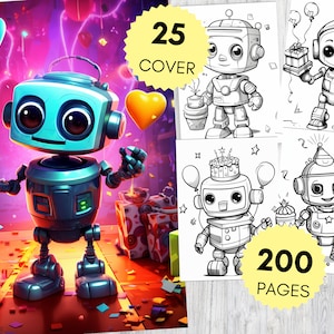 Robot Birthday Party Activity | Robot Coloring Pages For Kids | Printable Digital Coloring | Printable Coloring Book | Fantasy Coloring logo