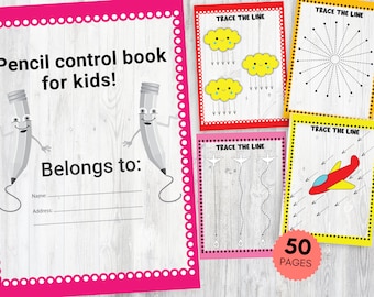 Pencil Control Workbook for Kids, Preschool Tracing Lines and Shapes, Fine Motor Skills Practice, Writing Activity, Print at Home