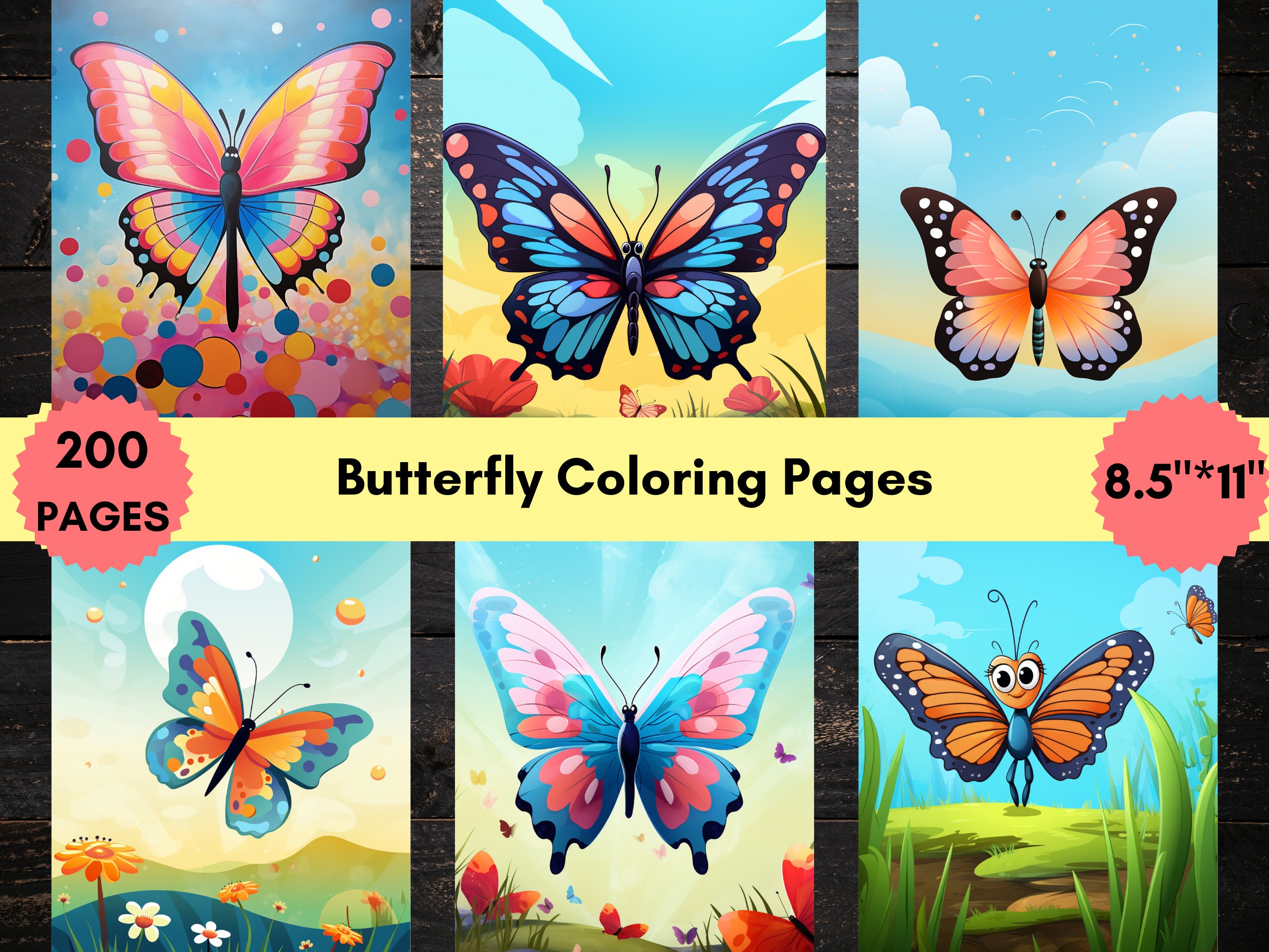 200 Butterfly Coloring Pages for Relaxation and Creativity - Instant