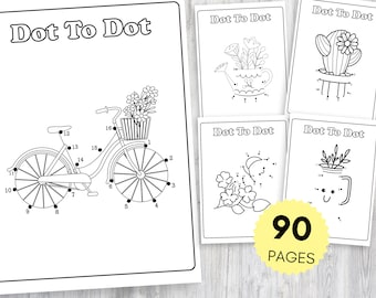 Dot to Dot Worksheet Connect The Dots Book Pages Kids Dot-to-dot Coloring Pages Preschool Activity Book Homeschool Busy Book PRINTABLE
