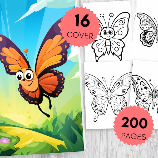 200 Butterfly Coloring Pages for Relaxation and Creativity - Instant Download Printable Art for Stress Relief and Mindful Coloring