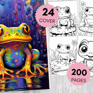 Cozy Frogs Coloring Page Set - Frog Coloring Pages - Cozy Coloring Pages - Cute Cozy Frogs Coloring - Cute Cozy Frogs - Digital Download