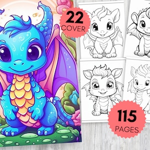 Cute Dragons Coloring Book For Kids, Dragons, Fantasy Coloring, Coloring Books, Kids Coloring Pages, Printable Coloring Pages, Cute Animals