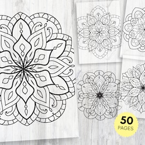 Easy Mandala Coloring Pages for Kids | Mandalas Art for Beginners | Flower Mandalas | Printable Coloring Pages | PDF Download