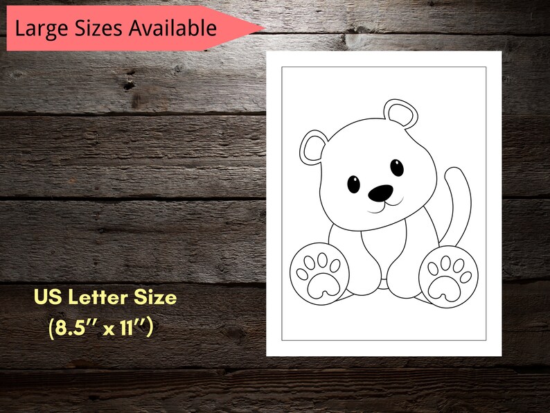 Cute Baby Animals Coloring Book for Kids, Preschool Toddler Coloring Pages, Easy Animal Activity Sheets, Printable Digital Download image 4
