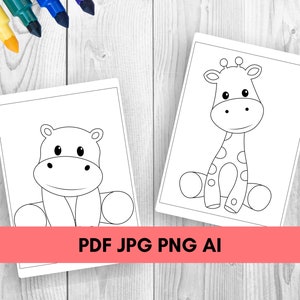 Cute Baby Animals Coloring Book for Kids, Preschool Toddler Coloring Pages, Easy Animal Activity Sheets, Printable Digital Download image 3