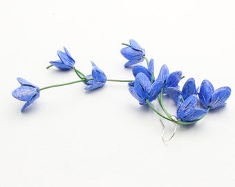 Orecchino singolo con i fiori a campanelle blu oltremare,argento 925,orecchini leggeri,orecchini estivi,orecchini celesti,romantici