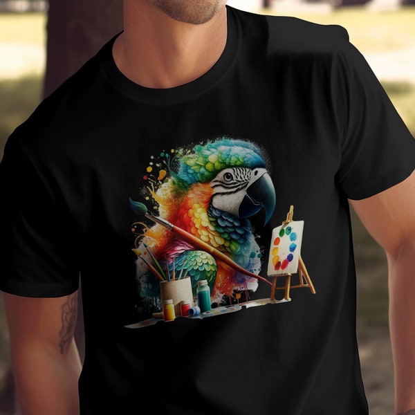 Parrot Artist T-Shirt, Painter Bird Lover Tee, Creative Artistic Unisex Shirt, Gift for Painters and Art Enthusiasts, mother's day gift
