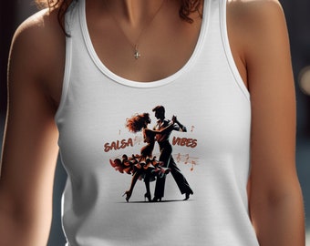 Débardeur de danse salsa, vêtements de danse latine, chemise d'été sans manches, cadeau pour danseuses de salsa bachata et kizomba, cadeau professeur de danse