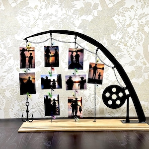 Fishing Pole Picture Frame, Collage Frame Photo Display, Gift for fisherman, Lake House Decor, Fishing Pole Decor, Fishing themed home decor