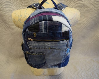 Women's backpack for everyday use.Handmade, denim material.