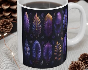 Neon feathers Ceramic Mug 11oz