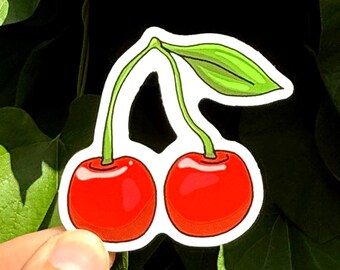 Cherry Sticker, Cherries Sticker, Vinyl Sticker, Colorful Sticker, Cherry, Fruit Sticker, Sticker, Cherries, Fruit, Tropical Sticker, Gift