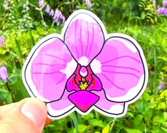 Pink Orchid Sticker, Tropical Flower Sticker, Vinyl Sticker, Colorful Sticker, Orchid, Floral Sticker, Sticker, Pink Orchid, Gift Idea