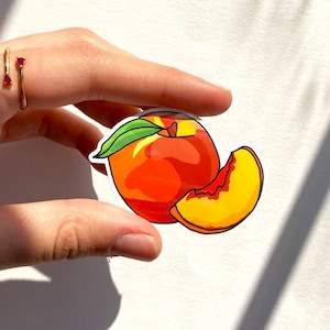 Autocollant de Nectarine, Autocollant Pêche, Autocollant Vinyle, Autocollant Coloré, Pêche, Autocollant Fruit, Autocollant, Nectarine, Fruit