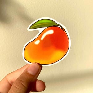 Autocollant de mangue, autocollant vinyle, autocollant coloré, mangue, autocollant de fruit, autocollant, autocollant tropical, idée cadeau