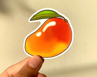 Pegatina de mango, pegatina de vinilo, pegatina colorida, mango, pegatina de fruta, pegatina, pegatina tropical, idea de regalo