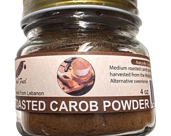 Carob Fuel - Roasted Carob Powder 4 oz - Imported from Lebanon Sugar Substitute