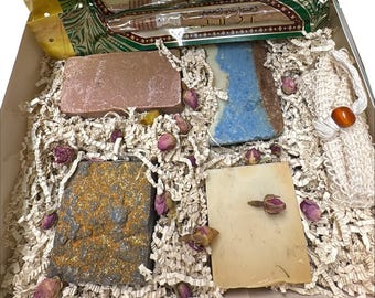 Natural Handmade Olive Oil Soap (4 bars) & Miswak (Natural Toothbrush) Gift Box