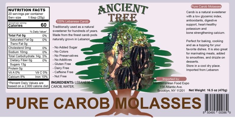 Ancient Tree Pure Carob Molasses Imported From Lebanon - 16.5 Oz (470g ...
