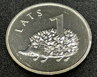 Vintage Latvian One Lats Coin “The Hedgehog”