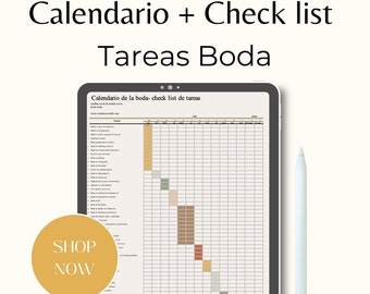 Calendario y check list de las tareas de la boda