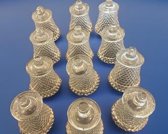 12 Vintage HOMCO Hobnail Glass Peg Votive Candle Holders Wedding Decor NIB