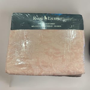 Lenzuolo matrimoniale NWT Ralph Lauren Avery Pink – Damasco vintage 100% cotone USA