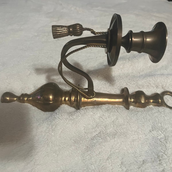 Vintage brass candle wall sconce 12”